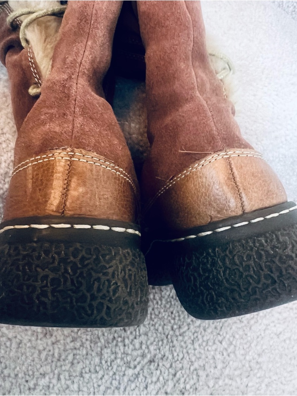 Bear Traps Wendie Women's Brown Suede Knee Boots with Cream Fur Trim Cozy Cabin - Picture 5 of 14